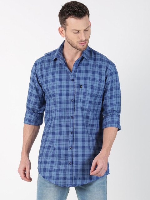 

LEVIZO Men Blue Checked Premium Regular Fit Shirt