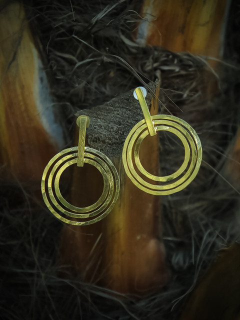 

ZeroKaata Gold Plated Handcrafted Circular Drop Earrings