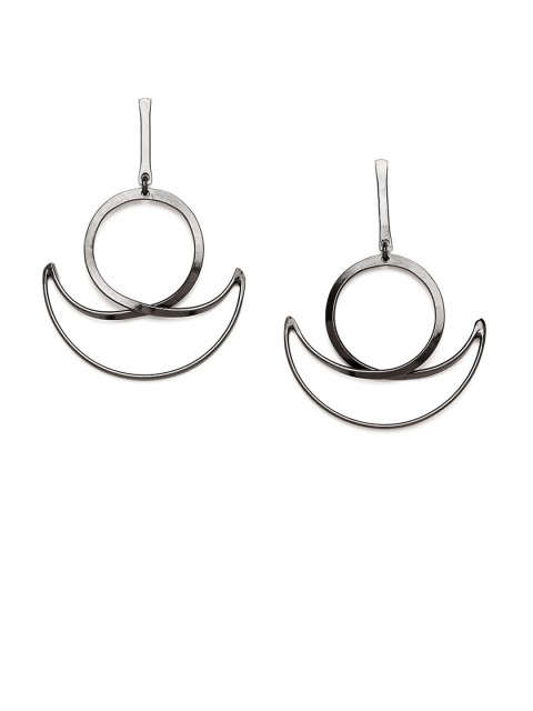 

ZeroKaata Silver-Plated Contemporary Drop Earrings, Black