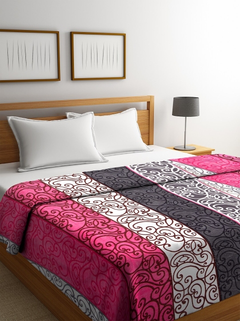 

NEUDIS Pink & Grey Ethnic Motifs AC Room 210 GSM Double Bed Blanket