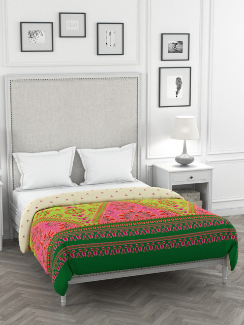 

Portico New York Green & Pink Floral Heavy Winter 120 GSM Double Bed Comforter