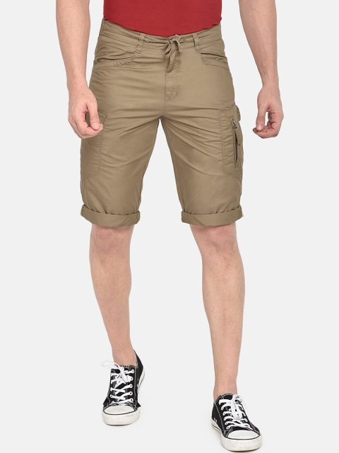 

beevee Men Brown Solid Regular Fit Cargo Shorts