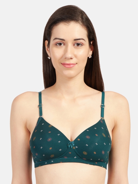 

Sonari Green Printed Non-Wired Lightly Padded T-shirt Bra kiagreen30B
