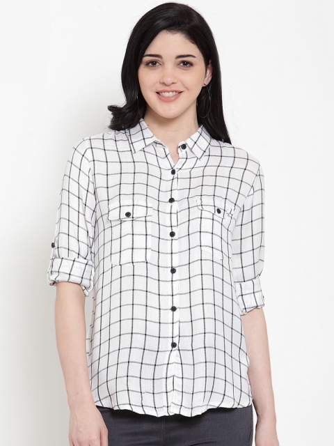 

Global Republic Women White & Black Regular Fit Checked Casual Shirt