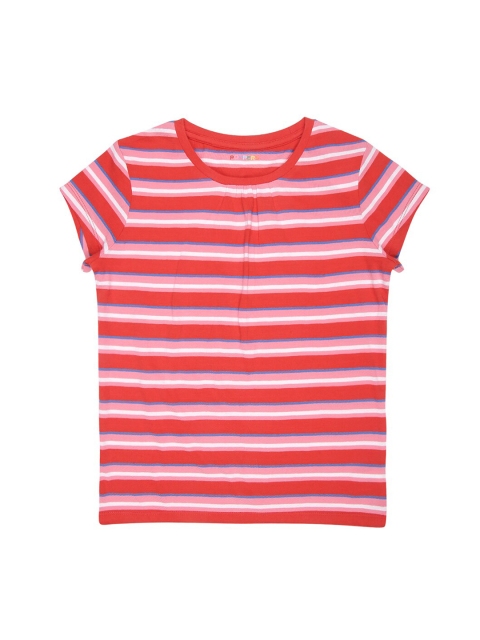 

POPPERS by Pantaloons Girls Red White Striped Round Neck Pure Cotton T-shirt