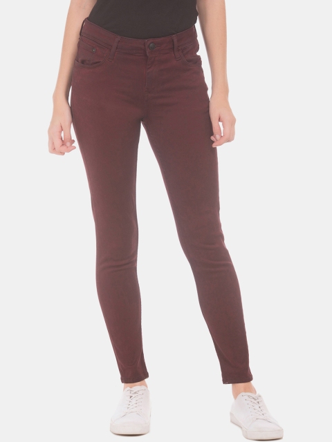 

Ed Hardy Women Maroon Super Skinny Fit Mid-Rise Clean Look Stretchable Jeans
