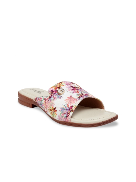 

Butterflies Women Pink Floral Printed PU Open Toe Flats