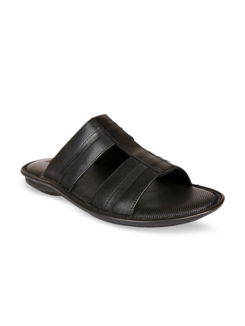 

San Frissco Men Black Leather Comfort Sandals