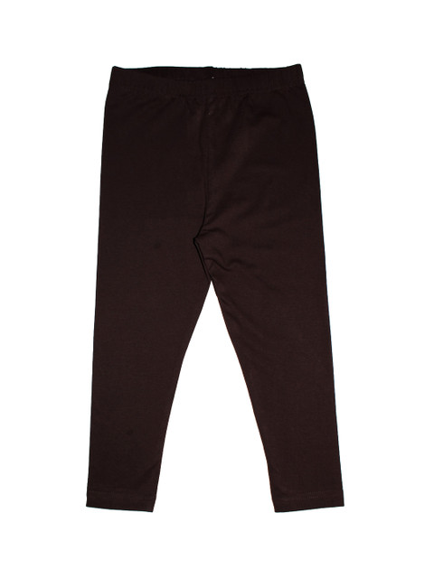 

KiddoPanti Girls Coffee Brown Solid Ankle-Length Leggings