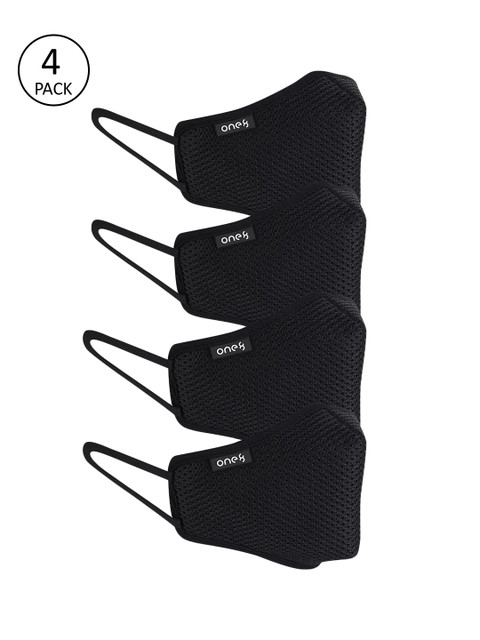 

one8 Select BY VIRAT KOHLI Unisex Black PAck Of 4 Reusable 4-Ply Cloth Masks