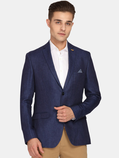 

Theme Men Blue Solid Super Slim-Fit Single-Breasted Party Blazer