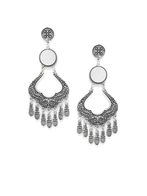 

ZeroKaata Silver-Plated Oxidized Classic Drop Earrings