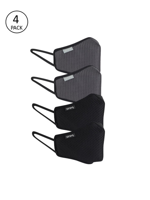 

one8 Select BY VIRAT KOHLI 4 Pcs 4-Ply 3D Mesh Shield Reusable Masks, Black