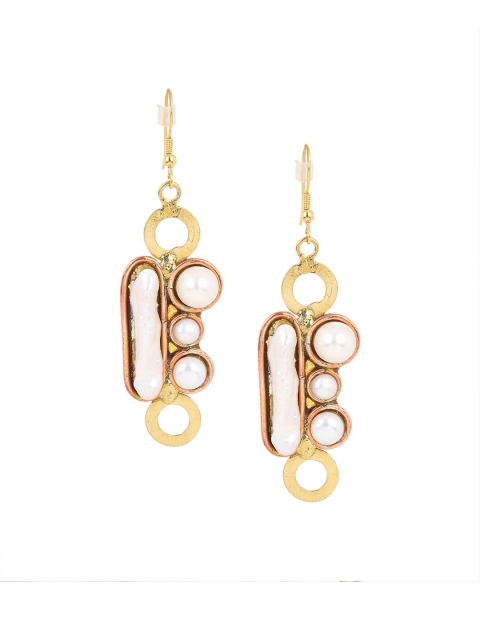 

ZeroKaata Gold-Plated& White Quirky Drop Earrings
