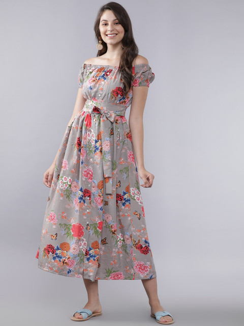 

Tokyo Talkies Women Grey Printed A-Line Dress