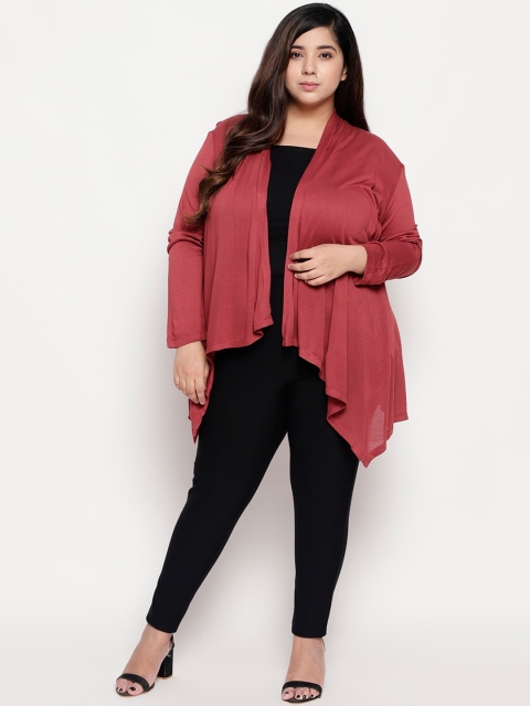 

Amydus Women Rust Solid Open Front Shrug
