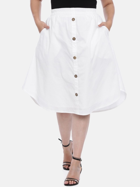 

The Pink Moon Women White Solid A-Line Skirt