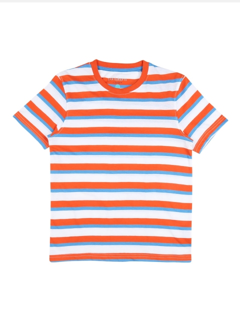 

POPPERS by Pantaloons Boys White & Orange Striped Round Neck T-shirt