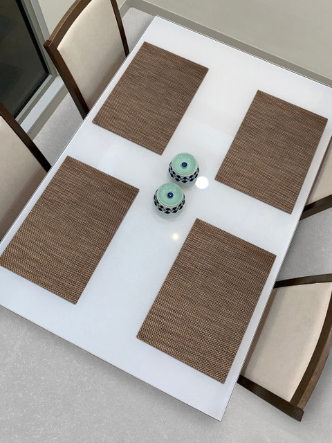 

HOKIPO Set Of 4 Brown Solid Washable Table Placemats