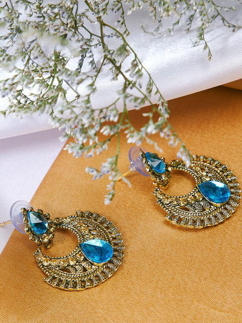

ZeroKaata Blue Gold Plated Handcrafted Circular Chandbalis