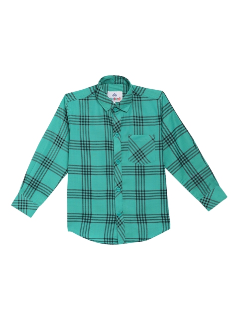 

Kidling Boys Sea Green & Black Classic Regular Fit Checked Casual Shirt