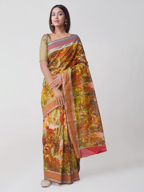 

Unnati Silks Orange Printed Saree