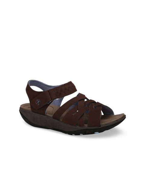 

Hush Puppies Women Brown Solid Leather Open Toe Flats