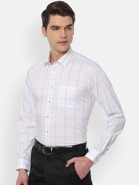 

Van Heusen Men White & Navy Blue Slim Fit Checked Formal Shirt