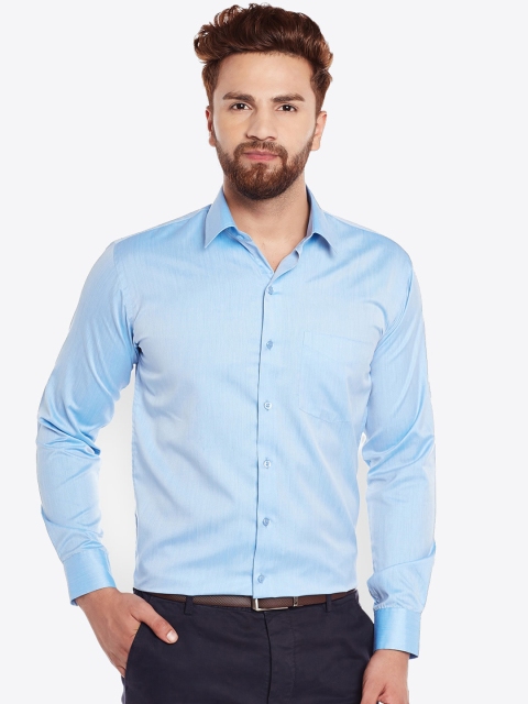 

Hancock Men Blue Slim Fit Solid Formal Shirt