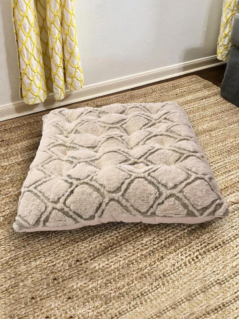 

Tistabene Off-White & Beige Woven Design Fur Morrocan Square Floor Cushion