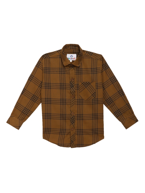 

Kidling Boys Olive Brown & Black Classic Regular Fit Checked Casual Shirt