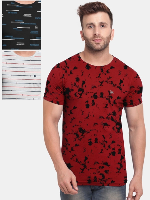 

BULLMER Men Maroon Printed Round Neck T-shirt