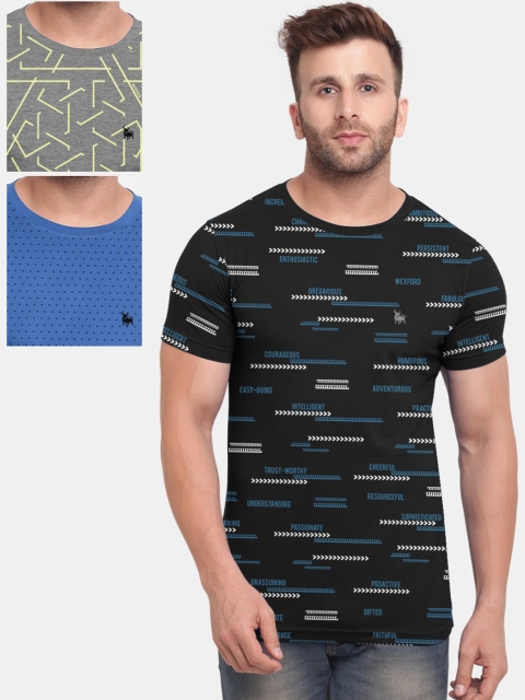 

BULLMER Men Multicoloured Pack of 3 Printed Round Neck T-shirt, Multi