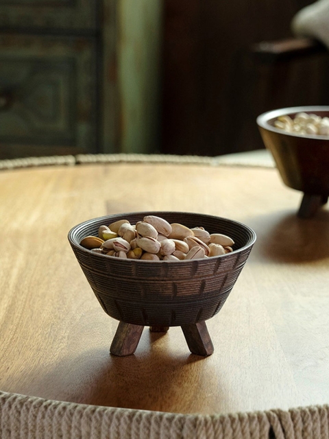 

ellementry Brown Mango Wood Bowl With Stand