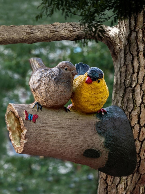 

TIED RIBBONS Brown & Yellow Handcrafted Two Birds Figurine
