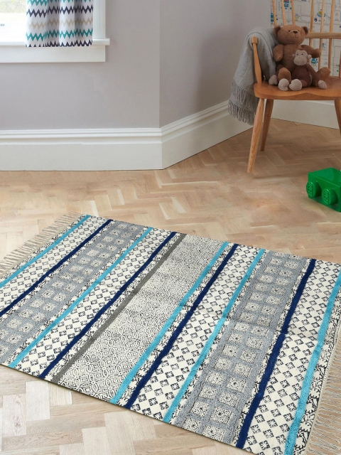 

Tistabene Beige & Grey Geometric Printed Dhurrie