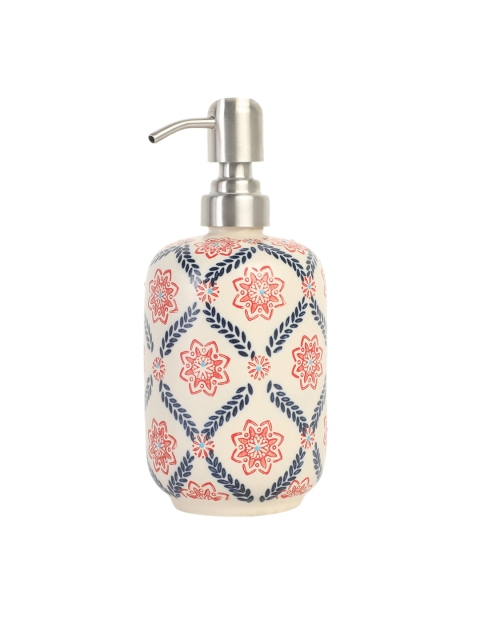 

Chumbak Off-White & Red Adorned Floral Vines Soap Dispenser