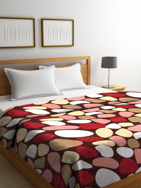 

NEUDIS Brown & White Geometric AC Room 210 GSM Double Bed Blanket