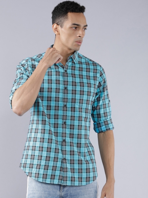 

Ecko Unltd Men Blue & Grey Slim Fit Checked Casual Shirt