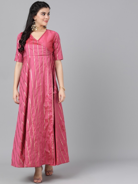 

AKS Women Pink Printed Maxi Dress