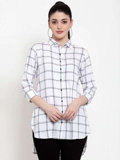 

Global Republic Women White Regular Fit Checked Casual Shirt