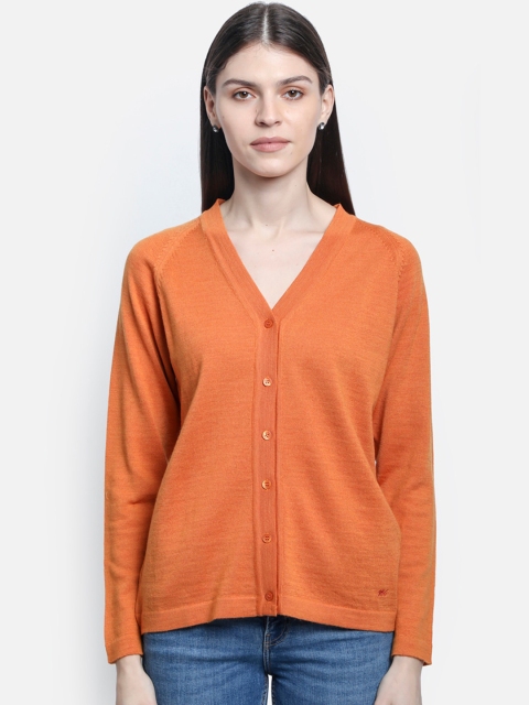 

Monte Carlo Women Orange Solid Cardigan Sweater