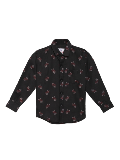 

Kidling Boys Black & Maroon Floral Print Classic Regular Fit Printed Casual Shirt