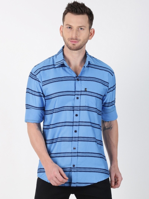 

LEVIZO Men Blue Premium Regular Fit Striped Casual Shirt