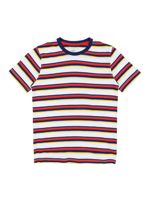 

POPPERS by Pantaloons Boys Navy Blue White Striped Round Neck Pure Cotton T-shirt
