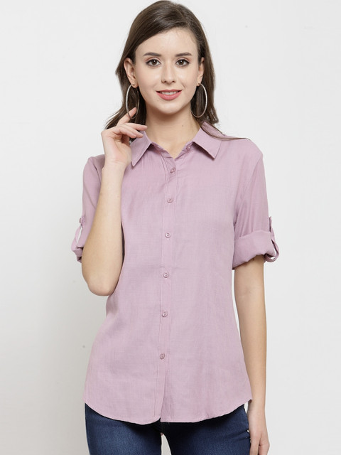 

Global Republic Women Pink Regular Fit Solid Casual Shirt