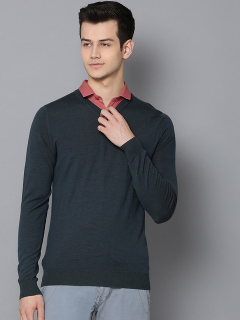 

LINDBERGH Men Green Solid Pullover Sweater