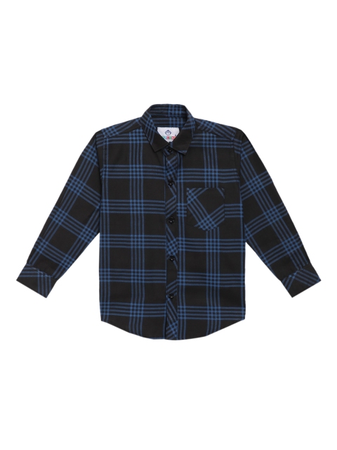 

Kidling Boys Black & Navy Blue Classic Regular Fit Checked Casual Shirt