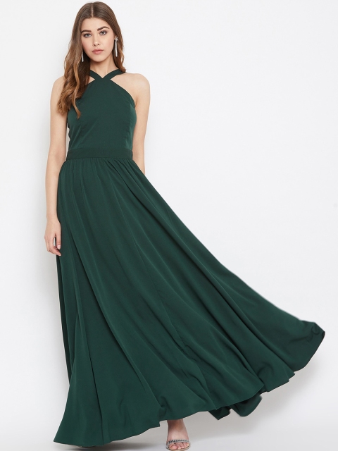 

Berrylush Women Green Solid Maxi Dress