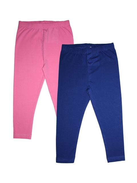

KiddoPanti Girls Pack Of 2 Solid Ankle-Length Leggings, Blue